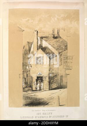 Lithographie The Gullet, Lichfield Street, Stafford Street, Birmingham, Lithographie 19. Jahrhundert Stockfoto