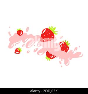 Erdbeere Splash einfache Illustration in Vektor isoliert auf weißem Hintergrund Stockfoto