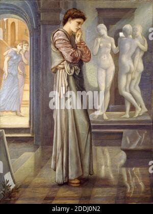 Pygmalion und das Bild, das Herz begehrt, 1878 von Sir Edward Burne-Jones, Roman Mythology, Ölgemälde, Pre-Raphaelite, Ovid Stockfoto