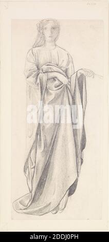 Chaucer's 'Legend of Good Women', Drapery Study of Hypermnestra, 1863-1864 Künstler: Sir Edward Burne-Jones, Kunstbewegung, Pre-Raphaelite, Zeichnung, Bleistift, Frauen, Arbeiten auf Papier, Literatur, Geoffrey Chaucer Stockfoto