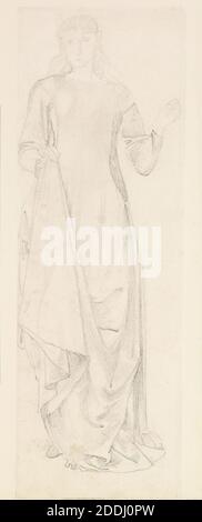 Chaucer's 'Legend of Good Women', Drapery Study for Figure of Phyllis, 1863-1864 Künstler: Sir Edward Burne-Jones, Kunstbewegung, Pre-Raphaelite, Mittelalter, Zeichnung, Bleistift, Frauen, Arbeiten auf Papier, Literatur, Geoffrey Chaucer Stockfoto