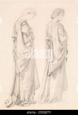 St George Series, Two Studies of Female Attendants for 'The Princess Draws the Fatal Lot', 1865-1866 Künstler: Sir Edward Burne-Jones, Kunstbewegung, Präraffaelite, Zeichnung, Arbeiten auf Papier Stockfoto