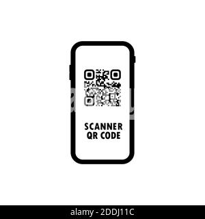QR-Scanner. Handy scannt QR-Code. Für digitales Zahlungskonzept. Vektor auf isoliertem weißem Hintergrund. EPS 10. Stock Vektor