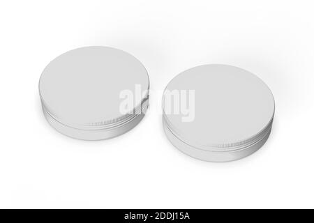 Kosmetische Glas Mockup - zwei kosmetische Gläser auf weißem Hintergrund - 3D-Rendering Stockfoto