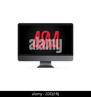 404 Zeichen auf Computer-Display-Abbildung. Fehlerseite oder Datei nicht gefunden Konzept. Für Webseiten, Banner, soziale Medien, Dokumente, Karten, Poster. Vektor Stock Vektor