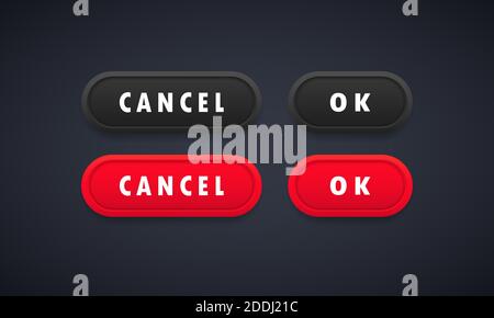 OK und Abbrechen der Web-Tasten gesetzt. Abgerundete Tasten mit Symbolen für Web- und ui-Design. Vektor auf isoliertem Hintergrund. EPS 10 Stock Vektor