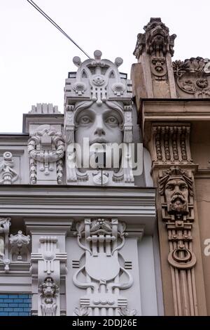 Elizabetes iela 10b Gebäude, von Mikhail Eisenstein, Riga, Jugendstilarchitektur, Lettland Stockfoto