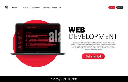 Abbildung zur Webentwicklung. Flache Designkonzepte für Analyse, Codierung, Programmierung, Programmierer und Entwickler. Vektor auf isoliertem weißem Hintergrund Stock Vektor