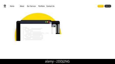 Lernen Sie, Flutter Mobile UI Framework auf Laptop-Bildschirm zu codieren, Programmiersprache Code Illustration. Vektor auf isoliertem weißem Hintergrund. EPS 10 Stock Vektor