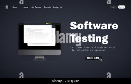 Software-Entwicklung, Programmierung, Codierung, Test Illustration. Vektor auf isoliertem Hintergrund. EPS 10 Stock Vektor
