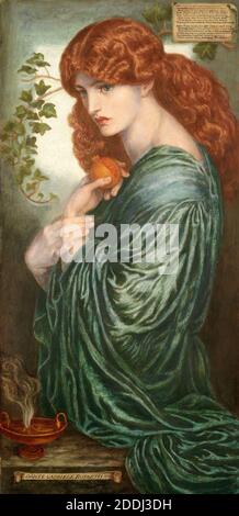 Proserpine, 1882 Künstler: Dante Gabriel Rossetti Ölgemälde, 19. Jahrhundert, Rotschopf, Granatapfel, römische Mythologie, PortraitPre-Raphaelite, Weiblich Stockfoto