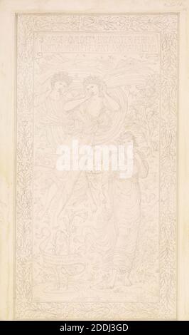 The Song of Solomon, 'Awake, O North Wind!', 1876 Künstler: Edward Burne-Jones, Design for St Helen's Church, Darley Dale, Derbyshire, England, Pencil, Pre-Raphaelite Stockfoto