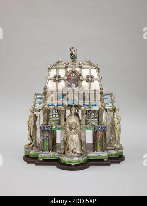 The Chamberlain Casket, 1903, Ansicht von oben Designer: Henry Wilson (d. 1934) im Auftrag von Mitgliedern des Verfassungsvereins, dem Abgeordneten RT Hon Joseph Chamberlain 1903 Bewunderung und Dankbarkeit für seine Verdienste im in- und Ausland auszudrücken. Es wurde an der Central School of Arts & Crafts, London., Edelmetall, Gold, Emaille, Edelmetall, Silber, Edelstein, Mondstein, Birmingham Geschichte Stockfoto