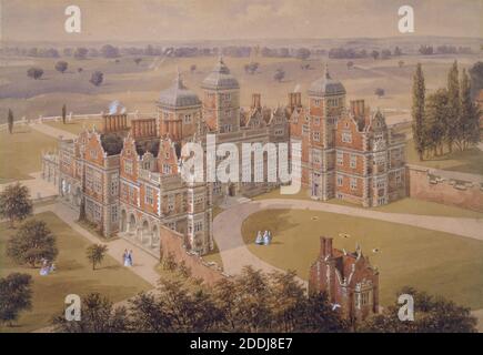 Isometrische Ansicht von Aston Hall, 1860 von: Allen Edward Everitt, topographische Ansichten, Allgemeine Ansicht, England, Midlands Stockfoto