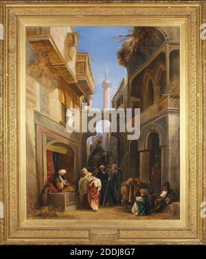 Straßenszene in Kairo, 1839 von William James Muller, Ägypten, Architektur, Genre Malerei, Marktplatz, Straßenszene, Stadtbild Stockfoto