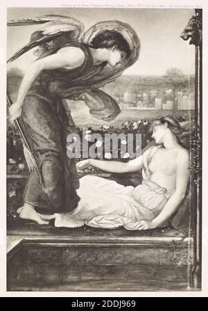 Cupid Finding Psyche,1900 nach: Sir Edward Burne-Jones (gest.1898) Verlag: Berlin Photographic Company, schlafend, 19. Jahrhundert, Griechische Mythologie, Print, Schwarz-Weiß, Photogravure, Weiblich, Männlich, Brunnen, Griechische Götter, Göttinnen Stockfoto