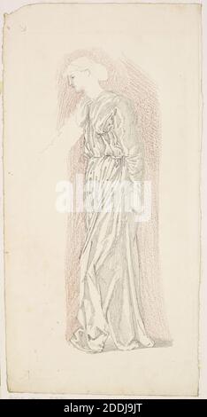 The Garland Weavers, Drapery Study, 1866-1867 Künstler: Edward Burne-Jones, Kunstbewegung, Präraffaelite, Zeichnung, Bleistift, Kreide, Arbeiten auf Papier Stockfoto