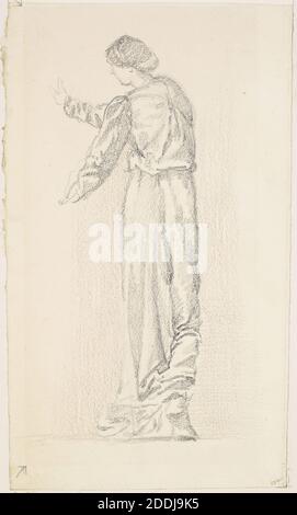 The Garland Weavers, Drapery Study, 1866-1867 Künstler: Edward Burne-Jones, Kunstbewegung, Präraffaelite, Zeichnung, Bleistift, Arbeiten auf Papier Stockfoto