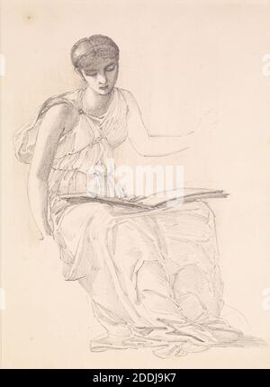 The Fates, Study of Drapery for Figure of Clotho, 1865 Künstler: Sir Edward Burne-Jones, Buch, Lesung, Kunstbewegung, Präraffaelite, Zeichnung, Bleistift, Weiblich, Arbeiten auf Papier Stockfoto