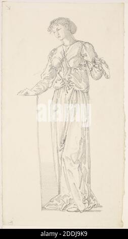 The Garland Weavers, Drapery Study, 1866-1867 Künstler: Edward Burne-Jones, Kunstbewegung, Präraffaelite, Zeichnung, Bleistift, Arbeiten auf Papier Stockfoto