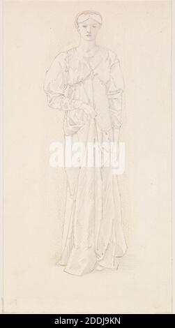 The Garland Weavers, Drapery Study, 1866-1867 Künstler: Edward Burne-Jones, Kunstbewegung, Präraffaelite, Zeichnung, Bleistift, Frauen, Arbeiten auf Papier Stockfoto