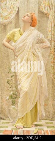 Vögel auch als Kanaren bekannt von Albert Joseph Moore, 1841 – 1893, einem englischen Maler, bekannt für seine Darstellungen von schmachvollen weiblichen Figuren, die gegen den Luxus und die Dekadenz der klassischen Welt gestellt werden. Vogel, Figurativ, Weiblich, Gelb Stockfoto