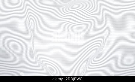 Verzerrte und wellige graue horizontale Linien auf weißem Hintergrund. 4K-Auflösung. Stockfoto