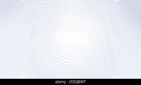 Verzerrte und wellige hellblaue horizontale Linien auf weißem Hintergrund. 4K Auflösung. Stockfoto