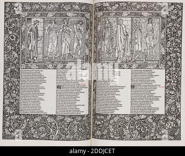 Der Kelmscott Chaucer, die Werke von Geoffrey Chaucer Jetzt neu gedruckt, 1896, Pre-Raphaelite Stockfoto