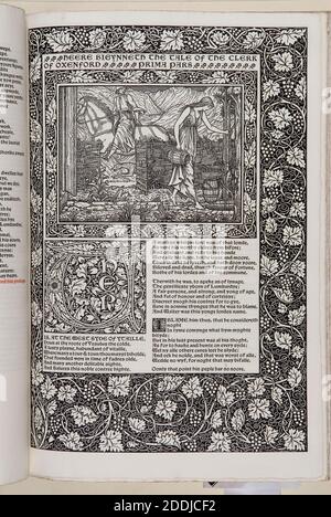 Der Kelmscott Chaucer, die Werke von Geoffrey Chaucer Jetzt neu aufgedruckt, Pre-Raphaelite Stockfoto