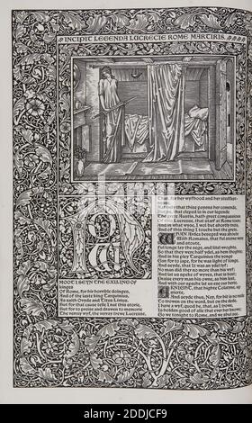 Der Kelmscott Chaucer, die Werke von Geoffrey Chaucer Jetzt neu aufgedruckt, Pre-Raphaelite Stockfoto