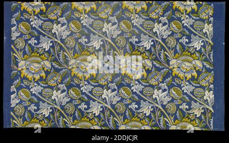 Printed Textile, Wey, 1882-83 Designer: William Morris Hersteller: Morris & Co, Kunstbewegung, Präraffaelite, Angewandte Kunst, Kunst und Handwerk, Textilien, Blume, Design, Muster, Stoff, Baumwolle, Druck, Blockdruck Stockfoto