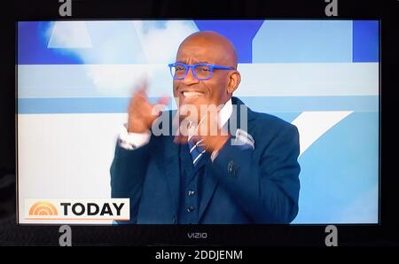 Ein TV-Screenshot von NBC TODAY Show Weatherman und Feature Anker und Persönlichkeit Al Roker auf der Show-Set während einer Live-Übertragung. Stockfoto