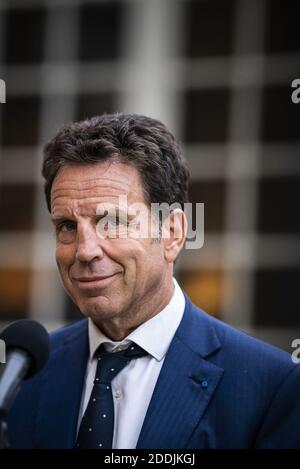 MEDEF-Präsident Geoffroy Roux de Bezieux lächelt am 5. September 2019 im Hotel Matignon in Paris. Foto von Eliot Blondt/ABACAPRESS.COM Stockfoto