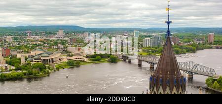 Blick von oben auf Gebäude in Ottawa, Ontario, Kanada Stockfoto