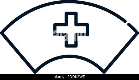 Gesundheit Krankenschwester Hut einheitliche medizinische Linie Symbol Vektor Illustration Stock Vektor
