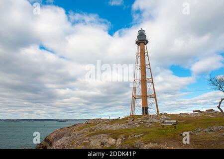 Marblehead Lighthouse, 1835 gebaut, befindet sich in Marblehead Neck in der Stadt Marblehead, Massachusetts, USA. Stockfoto