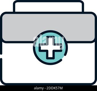 Gesundheit medizinische Kit erste-Hilfe-Ausrüstung Vektor Illustration Linie und Füllen Stock Vektor