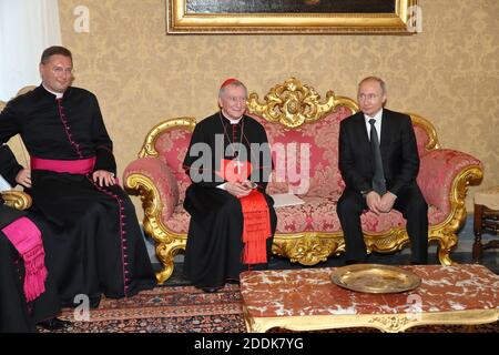 Vatikanstaatssekretär Pietro Parolin trifft sich mit dem russischen Präsidenten Wladimir Putin bei einer privaten Audienz am 4. Juli 2019 im Vatikan. Foto von ABACAPRESS.COM Stockfoto