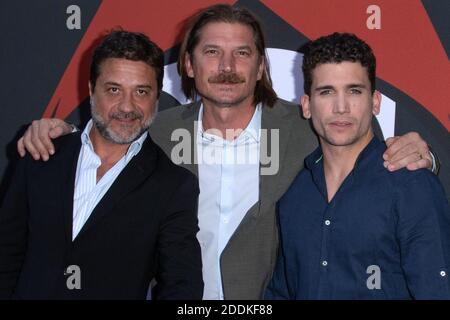 Enrique Arce, Luka Peros und Jaime Lorente bei der Premiere der 3. Staffel von La Casa De Papel in der Monnaie de Paris am 15. Juli 2019. Foto von Aurore Marechal/ABACAPRESS.COM Stockfoto