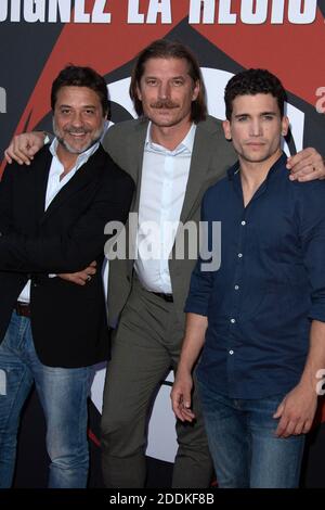 Enrique Arce, Luka Peros und Jaime Lorente bei der Premiere der 3. Staffel von La Casa De Papel in der Monnaie de Paris am 15. Juli 2019. Foto von Aurore Marechal/ABACAPRESS.COM Stockfoto
