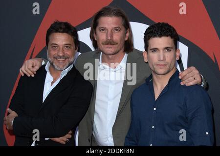 Enrique Arce, Luka Peros und Jaime Lorente bei der Premiere der 3. Staffel von La Casa De Papel in der Monnaie de Paris am 15. Juli 2019. Foto von Aurore Marechal/ABACAPRESS.COM Stockfoto