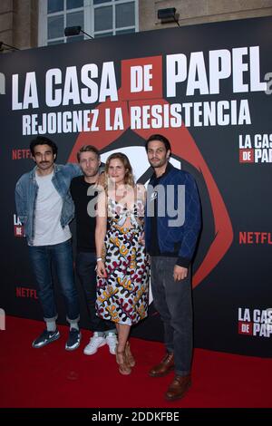 Syrus Shaidi, Tom Dingler, Josephine Drai und Marc Ruchmann bei der Premiere der 3. Staffel von La Casa De Papel in der Monnaie de Paris am 15. Juli 2019. Foto von Aurore Marechal/ABACAPRESS.COM Stockfoto