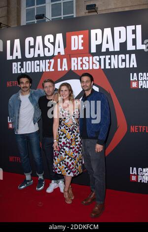 Syrus Shaidi, Tom Dingler, Josephine Drai und Marc Ruchmann bei der Premiere der 3. Staffel von La Casa De Papel in der Monnaie de Paris am 15. Juli 2019. Foto von Aurore Marechal/ABACAPRESS.COM Stockfoto
