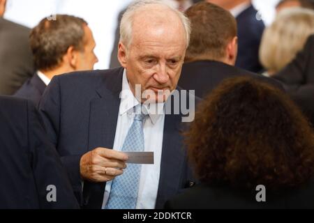 Der ehemalige französische Außenminister Hubert Vedrine während der jährlichen französischen Botschafterkonferenz am 27. August 2019 im Elysée-Palast in Paris. Foto von Hamilton/Pool/ABACAPRESS.COM Stockfoto