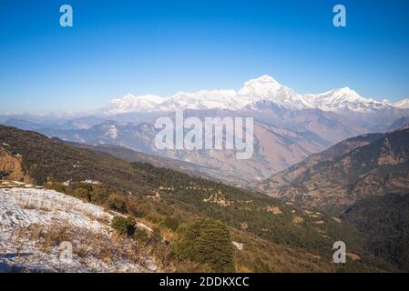 Landschaft des Annapurna Massivs im Himalaya in nepal Stockfoto