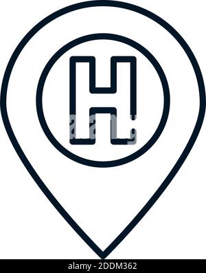 Health Medical Standort Zeiger Krankenhaus Linie Symbol Vektor Illustration Stock Vektor