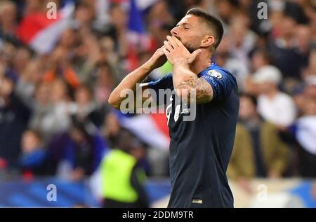 Frankreichs Olivier Giroud feiert Torschützenspiele während des UEFA Euro 2020 Qualifying Group H Fußballspiels Frankreich gegen Albanien im Stade de France Stadion in Paris am 7. September 2019. Frankreich gewann 4:1. Foto von Christian Liewig/ABACAPRESS.COM Stockfoto