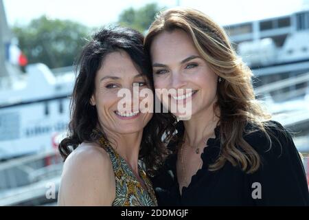 Maelle Mietton und Melanie Maudran nehmen am 14. September 2019 an einer Fotocall im Rahmen des 21. Festival of TV Fiction in La Rochelle, Frankreich, Teil. Foto von Aurore Marechal/ABACAPRESS.COM Stockfoto