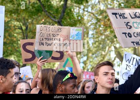 Freitag für zukünftige Proteste in Straßburg, Frankreich, am 20. September 2019. Viele Demonstranten reagieren auf die Forderung nach einem globalen Klimaschlag und wollen für mehr Klimaschutz kämpfen. Sie wollen die Aufrufe zu Streiks und Protesten auf der ganzen Welt unterstützen. Foto von Nicolas Roses/ABACAPRESS.COM Stockfoto